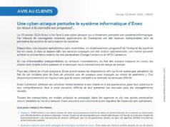 Énergie électrique : « pas de frais de pénalité, pas de coupure pour impayé ou retard de paiement », la bonne nouvelle d’Eneo à ses clients après la cyber-attaque